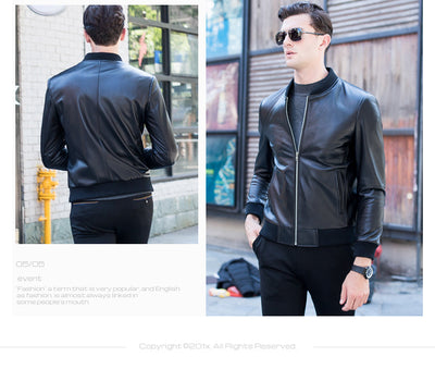 Chaqueta de Cuero para Hombre con Cuello Tipo Béisbol - Image 8