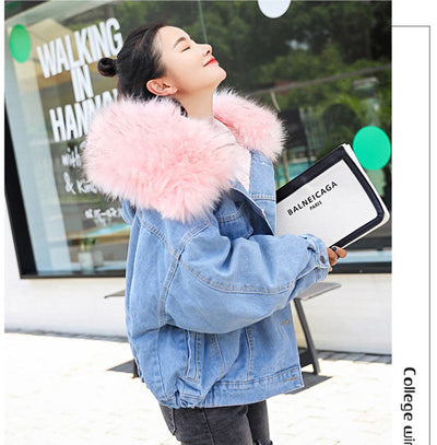 Chaqueta Bomber Denim Mujer Invierno - Abrigo Cálido con Capucha Talla Grande - Image 9