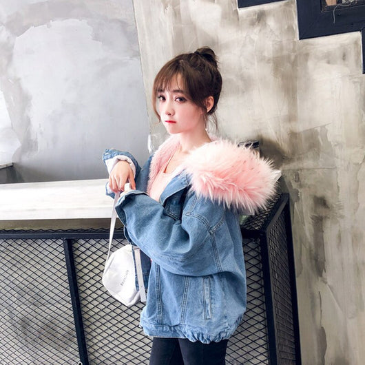 Chaqueta Bomber Denim Mujer Invierno - Abrigo Cálido con Capucha Talla Grande - Image 13