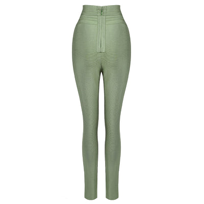 Pantalones Lápiz Cintura Alta Elásticos en Colores Sólidos - Image 10