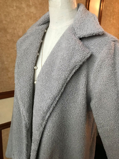 Abrigo de Lana con Solapa Grande y Textura Peluda - Image 13