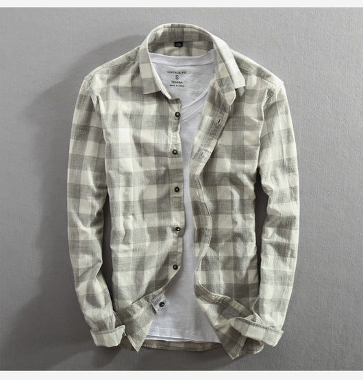 Camisa de Cuadros Manga Larga para Hombre - Algodón Lavado Efecto Vintage - Image 8