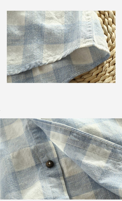 Camisa de Cuadros Manga Larga para Hombre - Algodón Lavado Efecto Vintage - Image 11