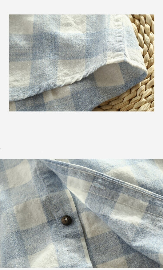 Camisa de Cuadros Manga Larga para Hombre - Algodón Lavado Efecto Vintage - Image 11