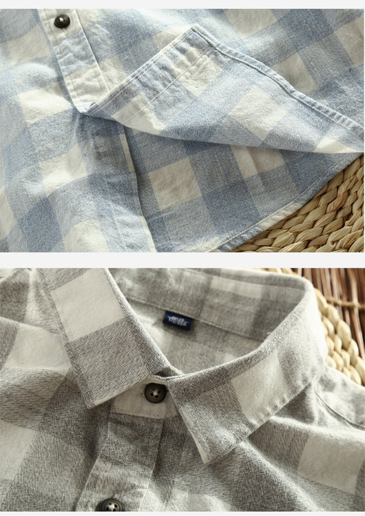 Camisa de Cuadros Manga Larga para Hombre - Algodón Lavado Efecto Vintage - Image 12
