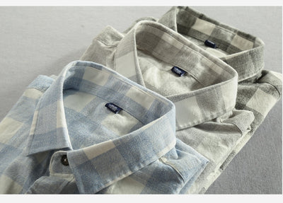 Camisa de Cuadros Manga Larga para Hombre - Algodón Lavado Efecto Vintage - Image 15