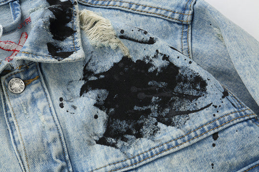 Chaqueta de Denim con Estampado Graffiti Cartoon - Image 7