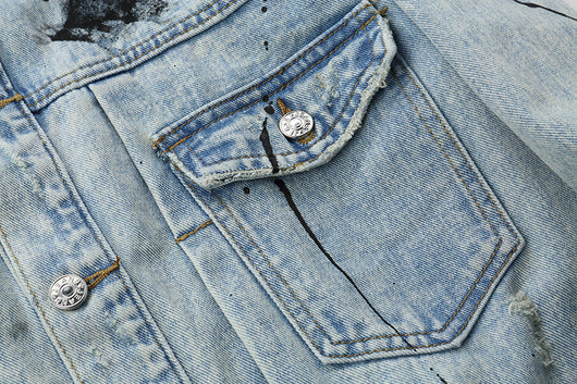 Chaqueta de Denim con Estampado Graffiti Cartoon - Image 8