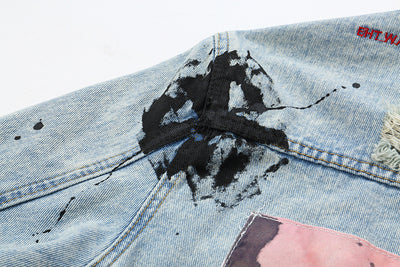 Chaqueta de Denim con Estampado Graffiti Cartoon - Image 13