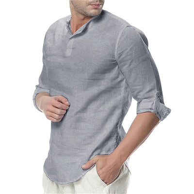 Camisa Casual Hombre Básica de Color Sólido - Image 7