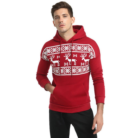 Sudadera con capucha tipo chaqueta navideña para hombre - Image 8