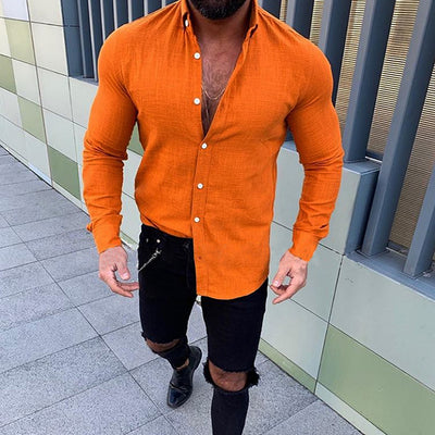 Camisa de Lino con Solapa Abotonada para Hombre - Image 5