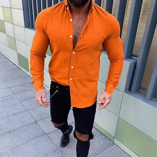 Camisa de Lino con Solapa Abotonada para Hombre - Image 5