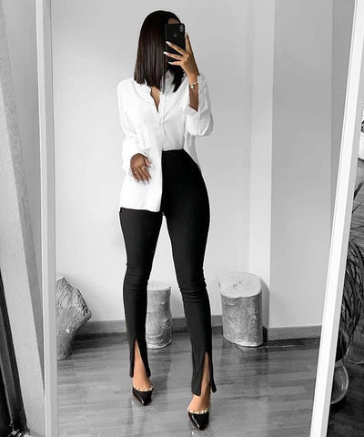 Pantalones Slim Fit con Abertura Frontal Micro - Image 15
