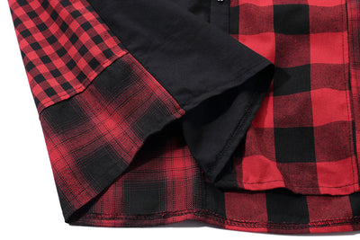 Camisa Retro Hip Hop a Cuadros con Parches de Calle - Image 14