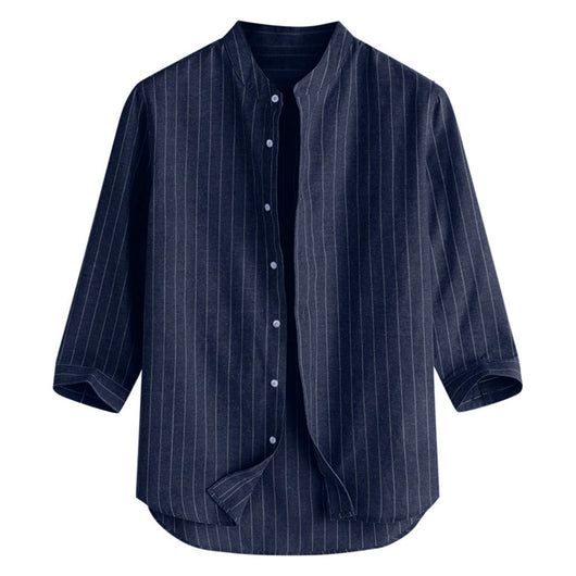 Camisa de Lino a Rayas con Manga Tres Cuartos para Hombre - Image 19