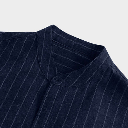 Camisa de Lino a Rayas con Manga Tres Cuartos para Hombre - Image 26