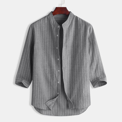Camisa de Lino a Rayas con Manga Tres Cuartos para Hombre - Image 31