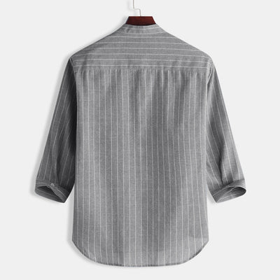 Camisa de Lino a Rayas con Manga Tres Cuartos para Hombre - Image 33