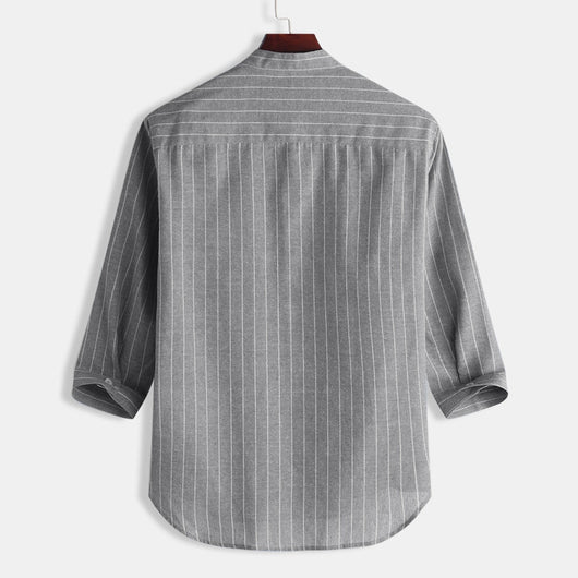 Camisa de Lino a Rayas con Manga Tres Cuartos para Hombre - Image 33