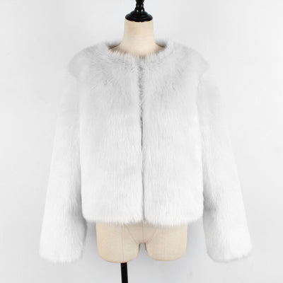 Abrigo de Invierno Blanco de Piel Sintética para Mujer - Image 10