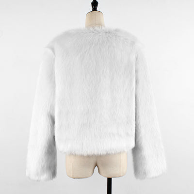 Abrigo de Invierno Blanco de Piel Sintética para Mujer - Image 12