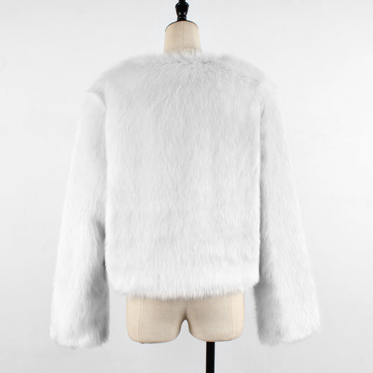 Abrigo de Invierno Blanco de Piel Sintética para Mujer - Image 12