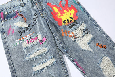 Jeans Rotos con Estilo Graffiti - Image 19