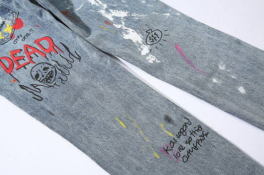 Jeans Rotos con Estilo Graffiti - Image 21