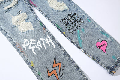 Jeans Rotos con Estilo Graffiti - Image 22