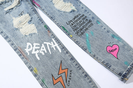 Jeans Rotos con Estilo Graffiti - Image 22