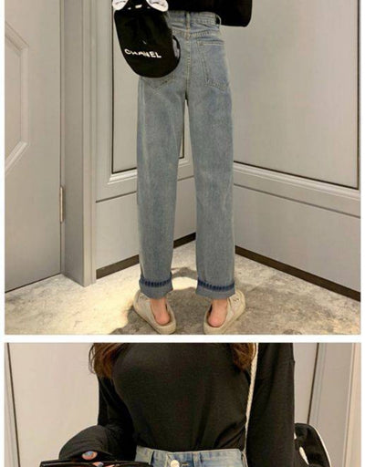 Pantalón Denim Recto Suelto con Costura Premium para Mujer - Image 20