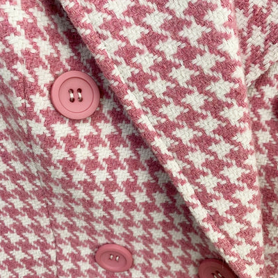 Abrigo Cuadros Rosa Lana Doble Abotonadura Estilo Retro - Image 17