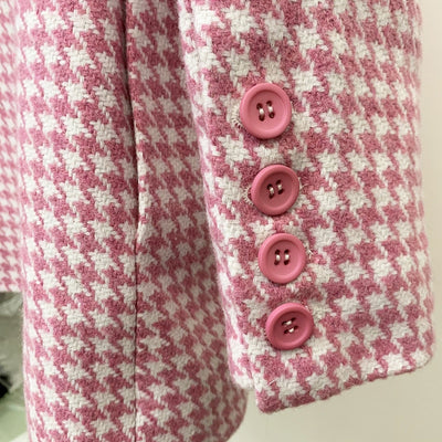 Abrigo Cuadros Rosa Lana Doble Abotonadura Estilo Retro - Image 19