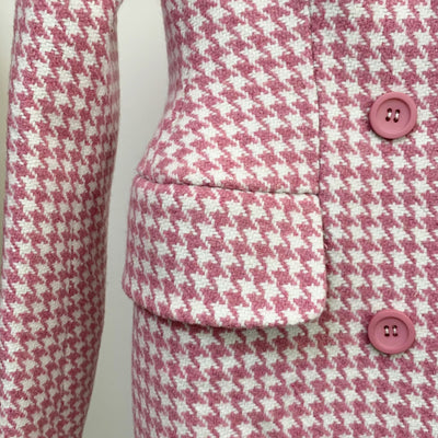 Abrigo Cuadros Rosa Lana Doble Abotonadura Estilo Retro - Image 20