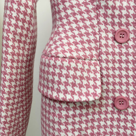 Abrigo Cuadros Rosa Lana Doble Abotonadura Estilo Retro - Image 20