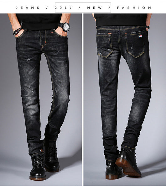 Pantalones Jeans Slim Fit Hombre Estilo Coreano Elásticos Negro - Image 7