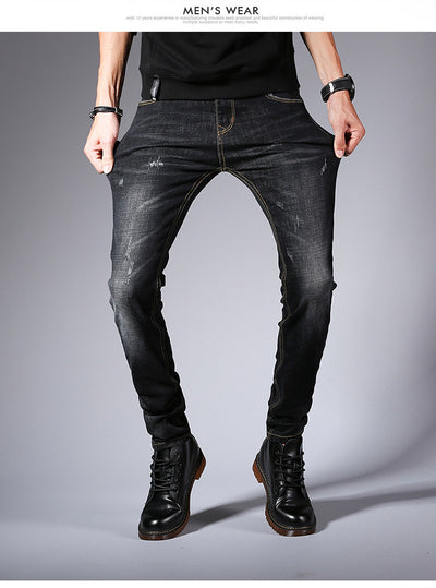 Pantalones Jeans Slim Fit Hombre Estilo Coreano Elásticos Negro - Image 8