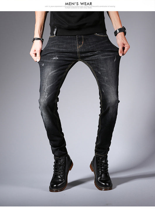Pantalones Jeans Slim Fit Hombre Estilo Coreano Elásticos Negro - Image 8