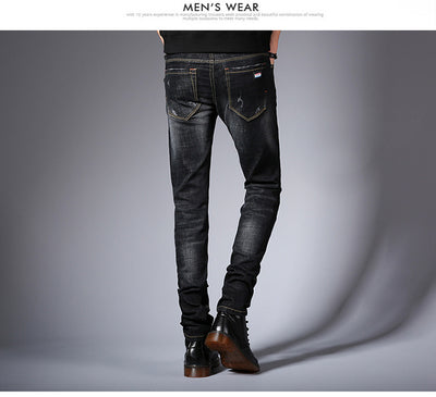 Pantalones Jeans Slim Fit Hombre Estilo Coreano Elásticos Negro - Image 10