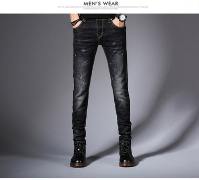 Pantalones Jeans Slim Fit Hombre Estilo Coreano Elásticos Negro - Image 11