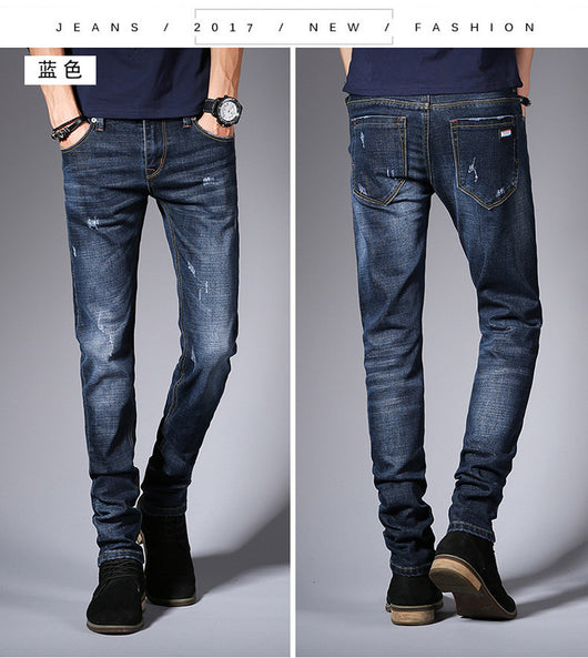 Pantalones Jeans Slim Fit Hombre Estilo Coreano Elásticos Negro - Image 12