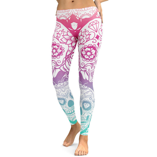 Leggings Deportivos Calavera Multicolor con Diseño Blanco - Image 7