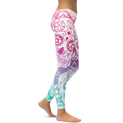 Leggings Deportivos Calavera Multicolor con Diseño Blanco - Image 8