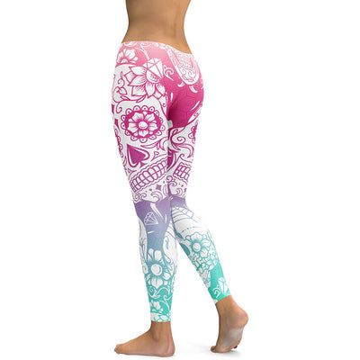 Leggings Deportivos Calavera Multicolor con Diseño Blanco - Image 10