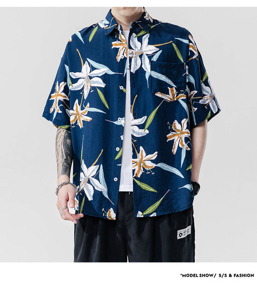 Camisa Estampada de Manga Corta para Parejas - Estilo Casual Playero - Image 10