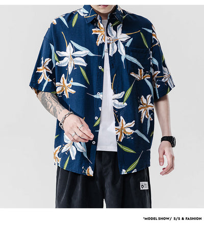 Camisa Estampada de Manga Corta para Parejas - Estilo Casual Playero - Image 12