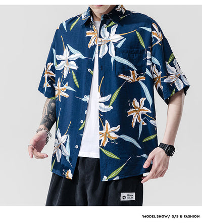 Camisa Estampada de Manga Corta para Parejas - Estilo Casual Playero - Image 13