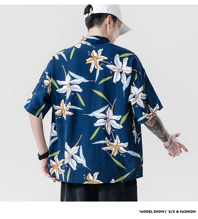 Camisa Estampada de Manga Corta para Parejas - Estilo Casual Playero - Image 14