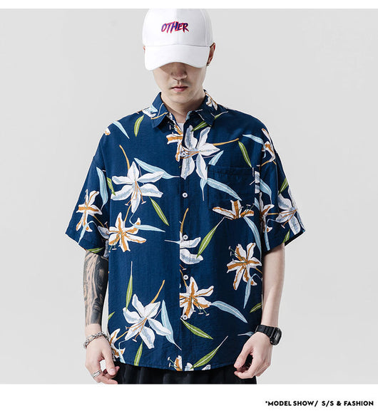 Camisa Estampada de Manga Corta para Parejas - Estilo Casual Playero - Image 15